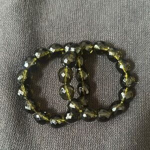 Elegant Black and Green Beaded Bracelet